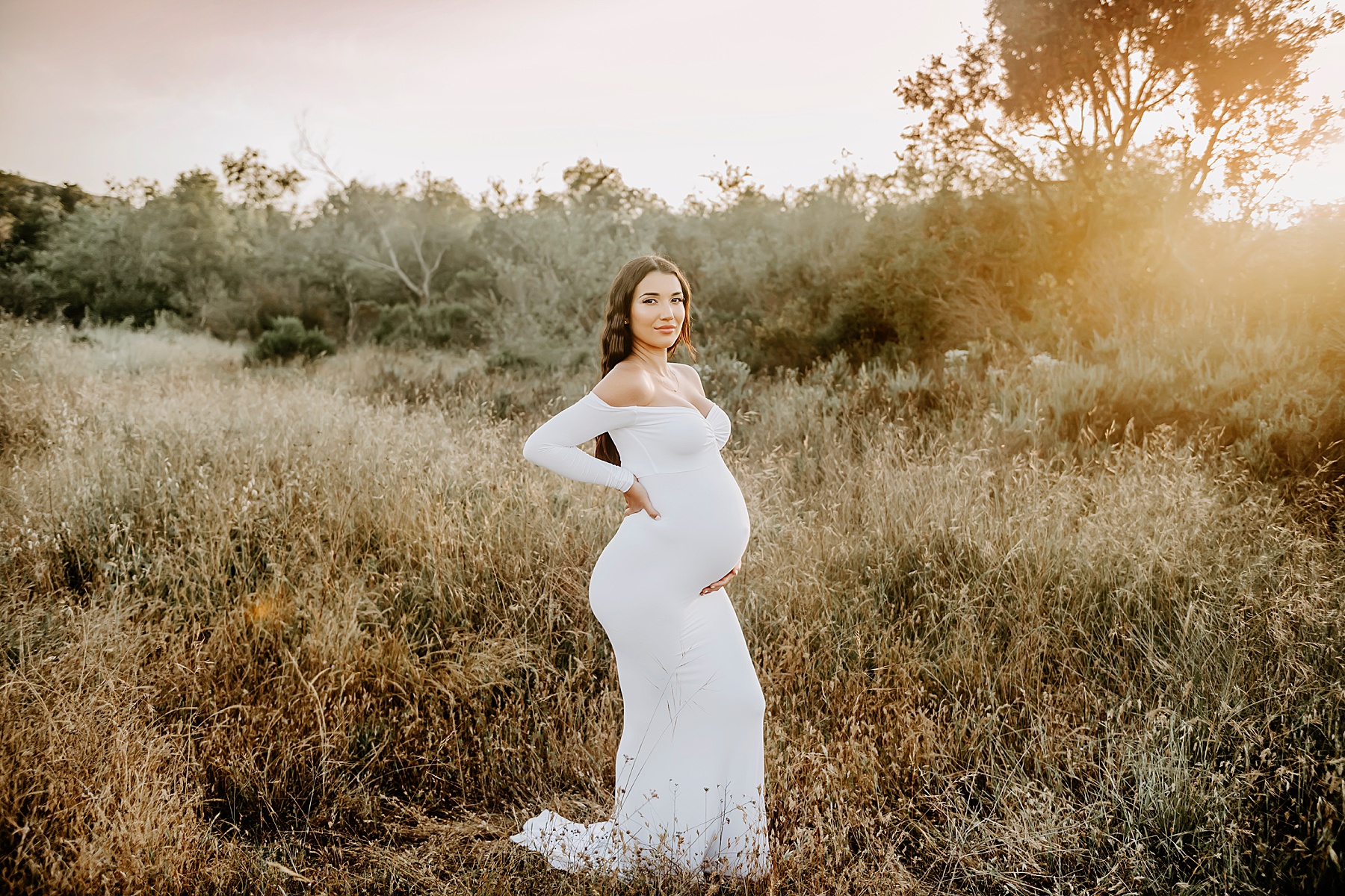 Sunset Field Maternity Session